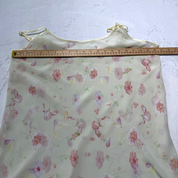 Vintage BHS 90s Sheer Floral Slip Dress Fairycore Coquette Size US16 - Picture 6 of 7